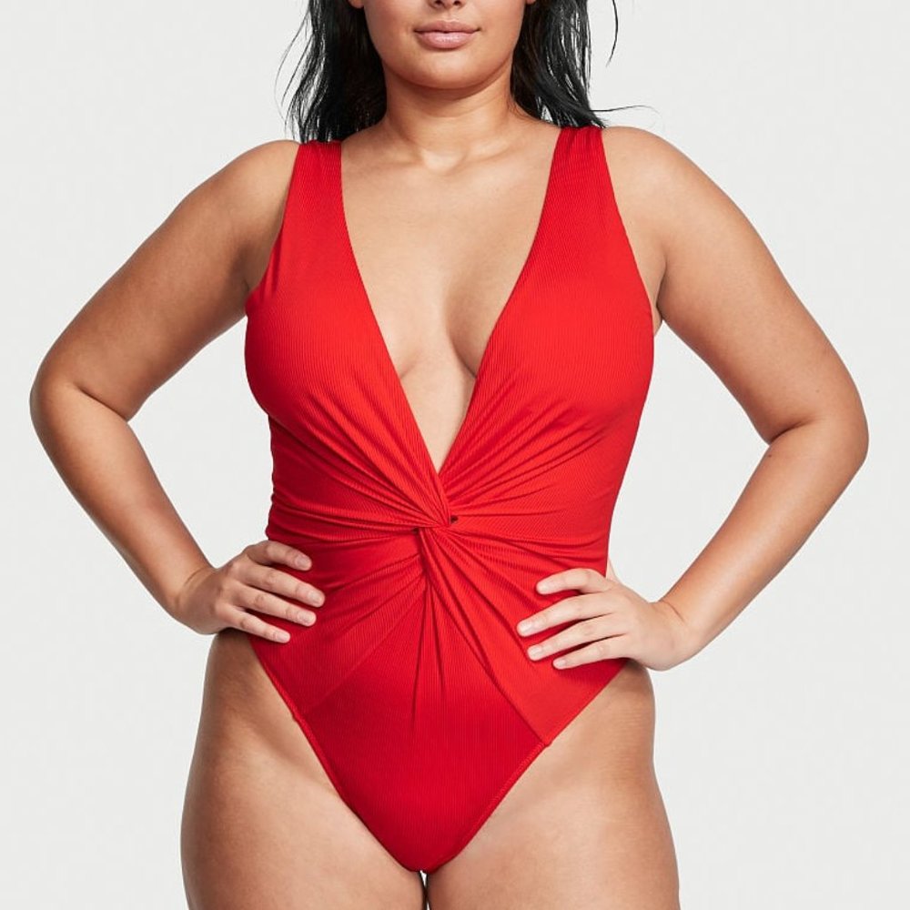 VICTORIA'S SECRET SWIM Twist Plunge One-Piece Swimsuit-NWT-XL